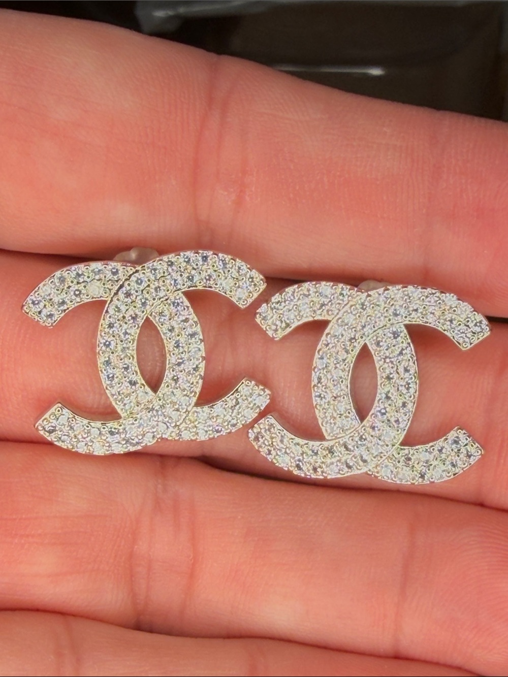 CC Crystal Logo Stud Earrings